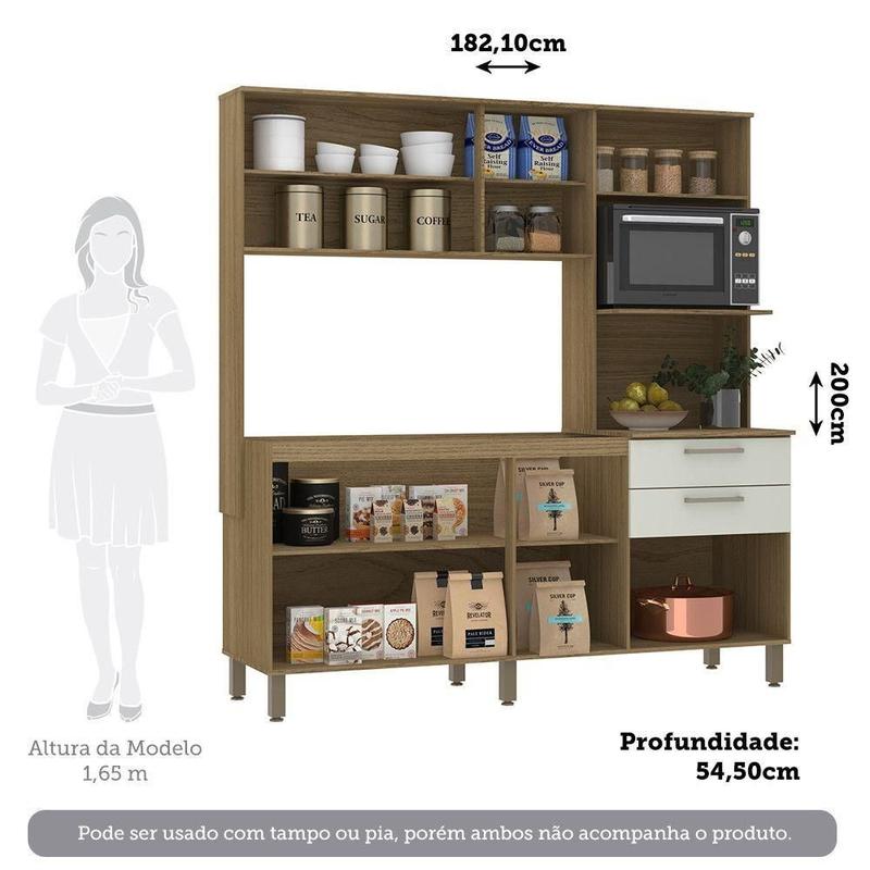 Cozinha Compacta 8 Portas E 2 Gavetas Luciane Móveis Carvalho